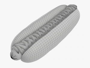 Hot dog with ketchup mayonnaise 3D Model