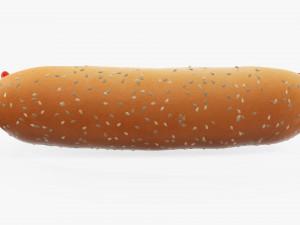 Hot dog with ketchup mayonnaise seeds Modelo 3D