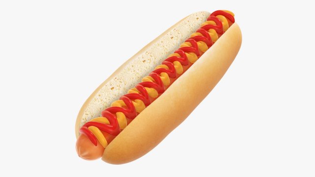 Hot dog with ketchup mustard Modelo 3D .c4d .max .obj .3ds .fbx .stl .blend 