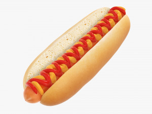 Hot dog with ketchup mustard Modelo 3D