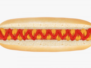 Hot dog with ketchup mustard Modelo 3D