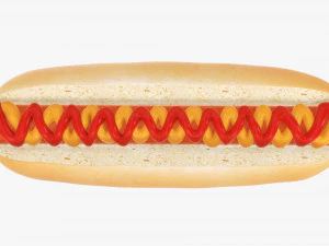 Hot dog con mostaza ketchup Modelo 3D
