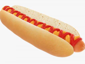 Hot dog con mostaza ketchup Modelo 3D