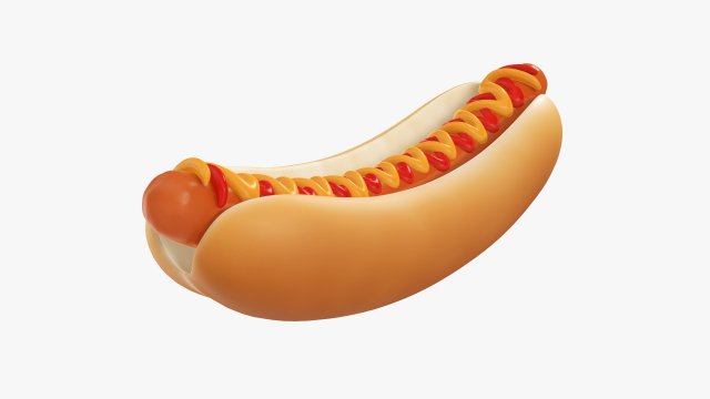 Hot dog with ketchup mustard stylized Modelo 3D .c4d .max .obj .3ds .fbx .stl .blend 
