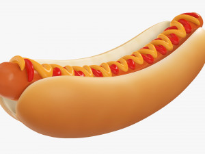 Hot dog with ketchup mustard stylized Modelo 3D
