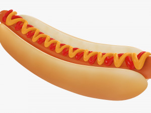 Hot dog with ketchup mustard stylized Modelo 3D