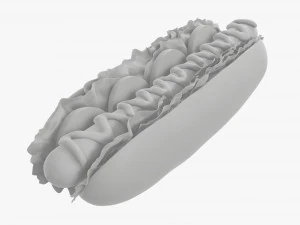 Hot dog with ketchup salad tomato 3D Model