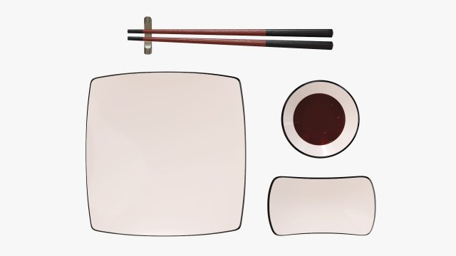 Sushi dinnerware 01 chopsticks soy sauce plate Modelo 3D .c4d .max .obj .3ds .fbx .stl .blend 