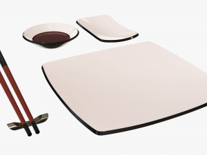 Sushi dinnerware 01 chopsticks soy sauce plate Modelo 3D