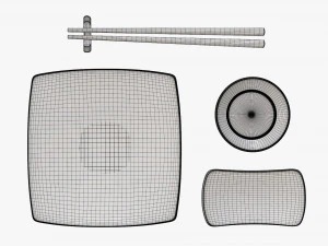 Sushi dinnerware 01 chopsticks soy sauce plate 3D Model
