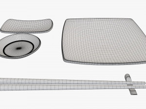 Sushi dinnerware 01 chopsticks soy sauce plate Modelo 3D