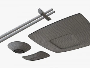 Sushi dinnerware 01 chopsticks soy sauce plate 3D Model