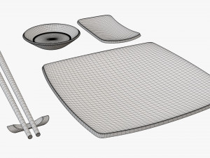 Sushi dinnerware 01 chopsticks soy sauce plate Modelo 3D