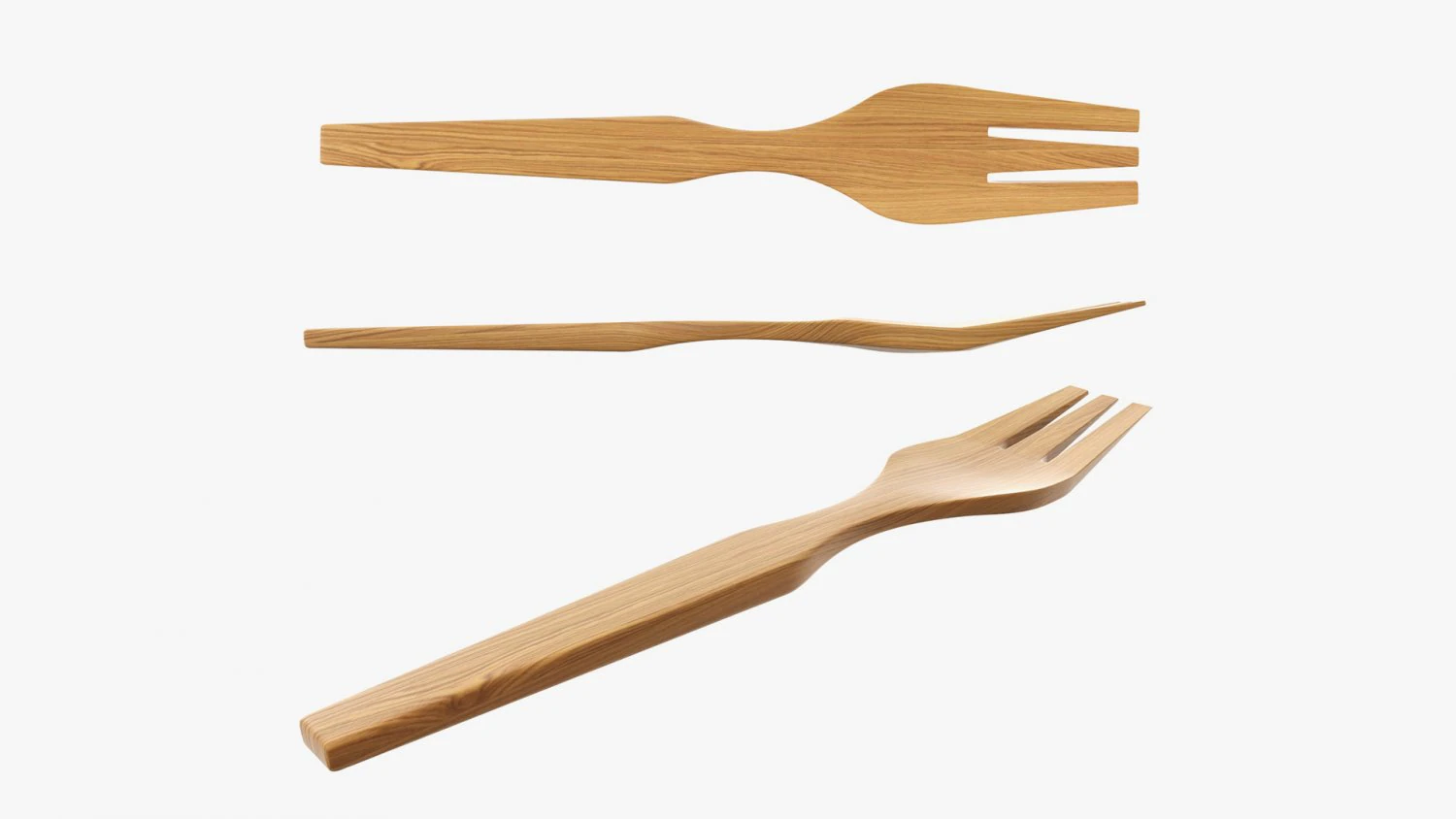 Cubiertos de tenedor de madera Modelo 3D .c4d .max .obj .3ds .fbx .stl .blend 