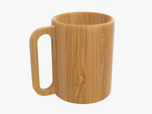Wooden mug big tableware 3D Model