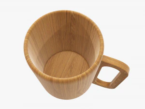 Wooden mug big tableware 3D Model