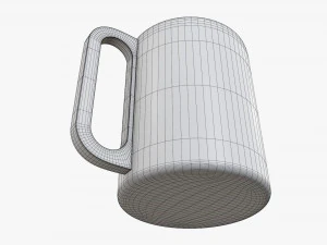 Wooden mug big tableware 3D Model