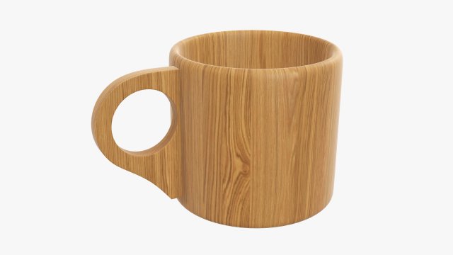 Wooden mug tableware 3D Modell .c4d .max .obj .3ds .fbx .stl .blend