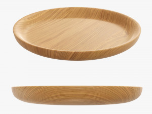 Wooden round tray plate tableware 3D Model