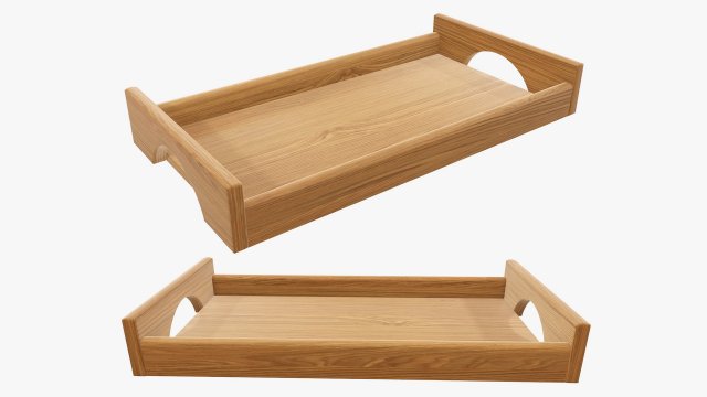 Wooden tray with handles tableware 3D Модель .c4d .max .obj .3ds .fbx .stl .blend 
