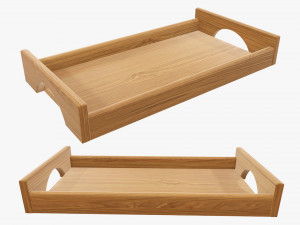 Wooden tray with handles tableware 3D Model