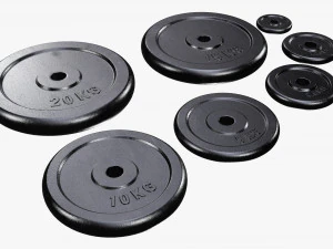 Barbell weight plate set 3D Model