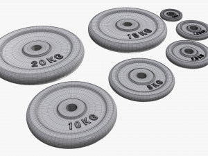Barbell weight plate set 3D Modell