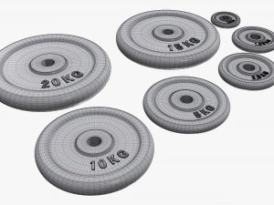 Barbell weight plate set 3D Model