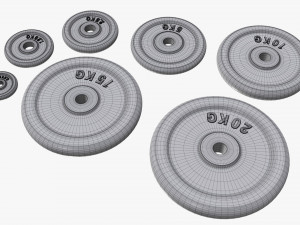 Barbell weight plate set 3D Modell