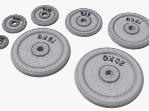Barbell weight plate set 3D Model