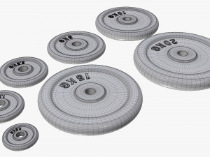 Barbell weight plate set 3D Modell