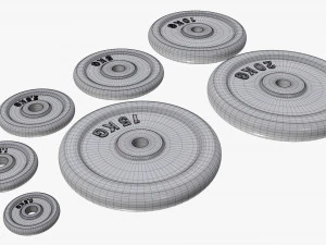 Barbell weight plate set 3D Model