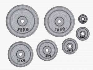 Barbell weight plate set 3D Modell