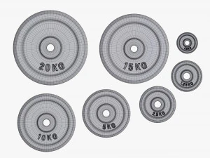 Barbell weight plate set 3D Model