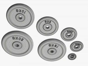 Barbell weight plate set 3D Model