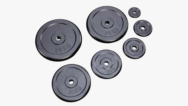 Barbell weight plate set chrome 3D Модель .c4d .max .obj .3ds .fbx .stl .blend 