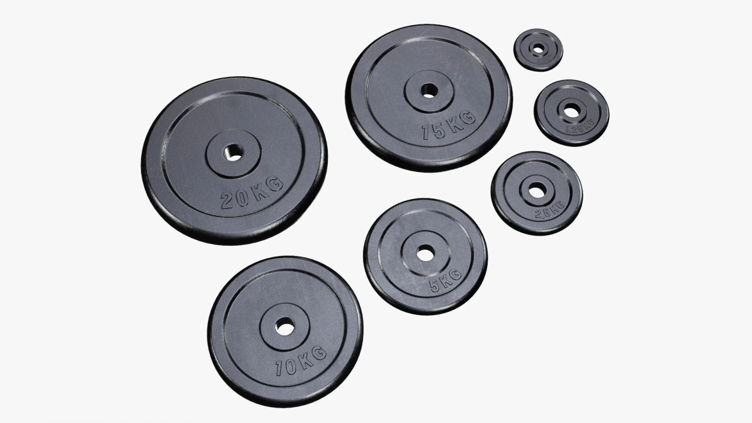 Barbell weight plate set chrome 3D Model .c4d .max .obj .3ds .fbx .stl .blend 