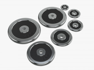 Barbell weight plate set chrome 3D Модель