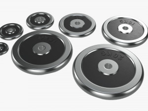Barbell weight plate set chrome 3D Модель
