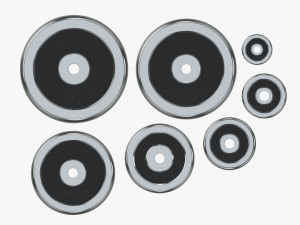 Barbell weight plate set chrome 3D Модель