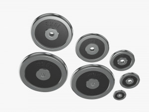 Barbell weight plate set chrome 3D Модель
