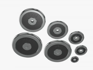 Barbell weight plate set chrome 3D Model