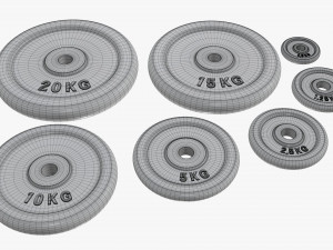 Barbell weight plate set chrome 3D Модель