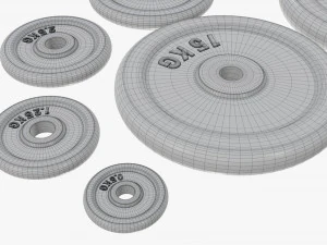 Barbell weight plate set chrome 3D Model