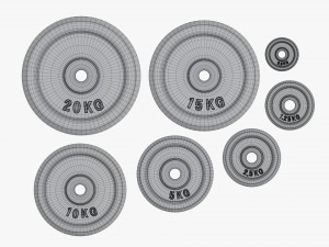 Barbell weight plate set chrome 3D Модель