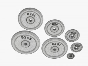 Barbell weight plate set chrome 3D Модель
