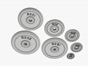 Barbell weight plate set chrome 3D Model