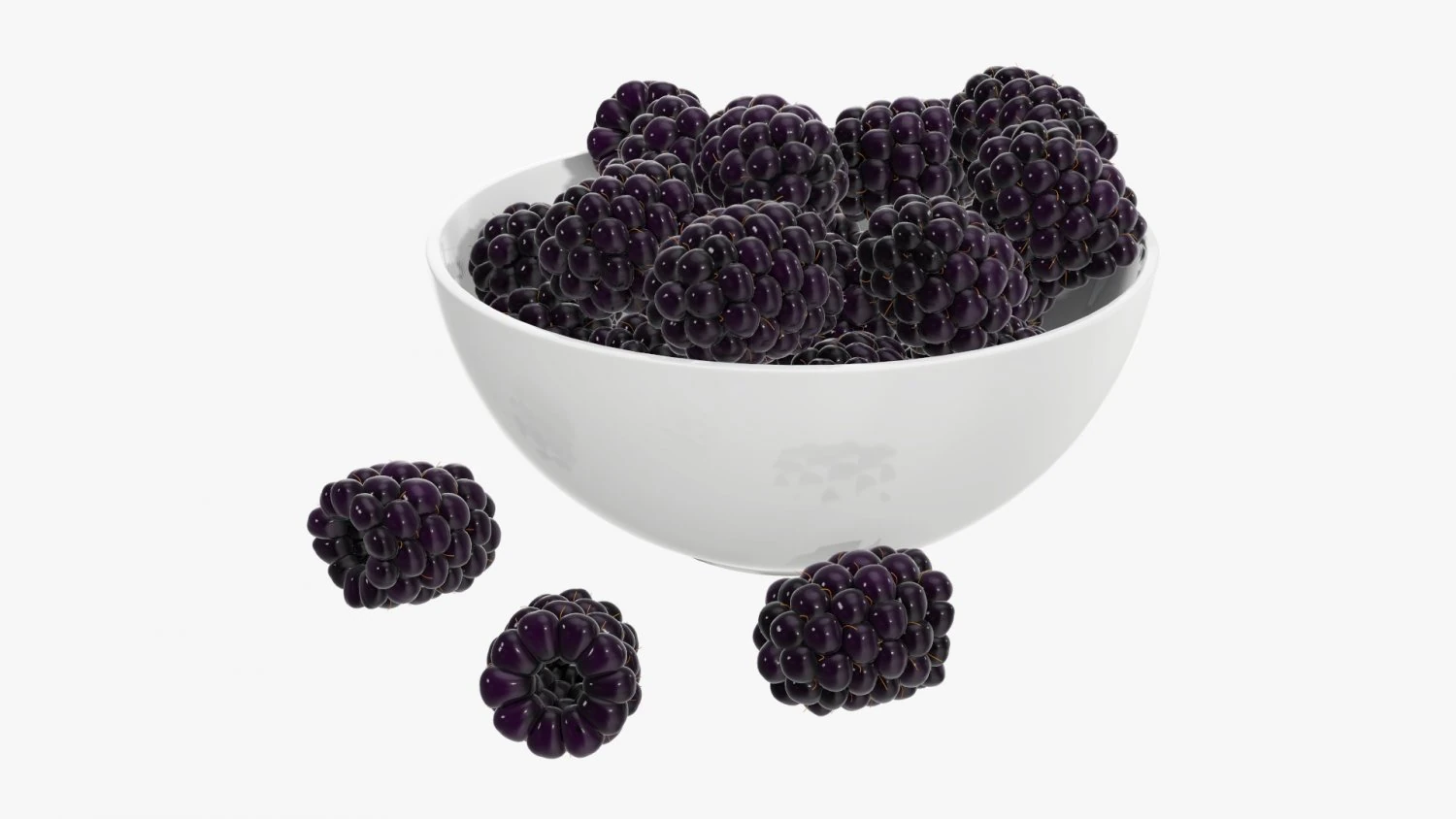 Blackberry in bowl 3D Model .c4d .max .obj .3ds .fbx .stl .blend