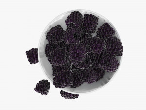 Blackberry in bowl Modello 3D