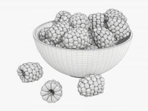 Blackberry in bowl 3D Model